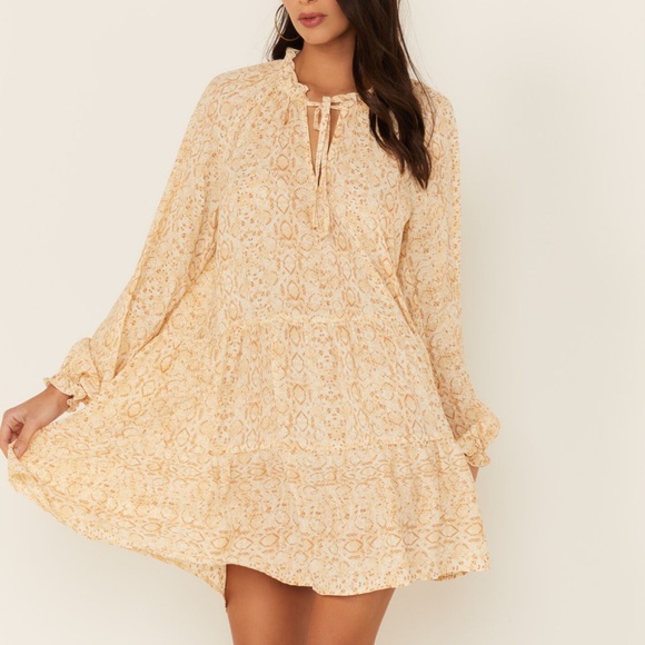 Show Me Your Mumu Birdie Long Sleeve animal snake print Mini Dress - Picture 5 of 15